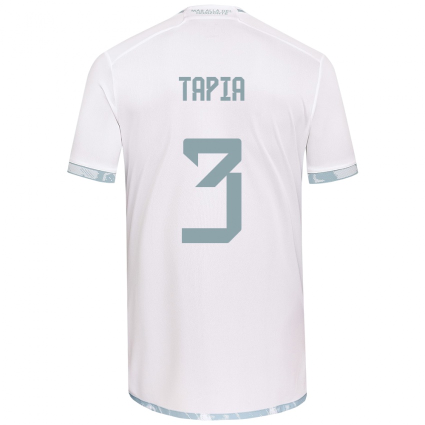 Gyermek Ignacio Tapia #3 Fehér Szürke Idegenbeli Jersey 2024/25 Mez Póló Ing