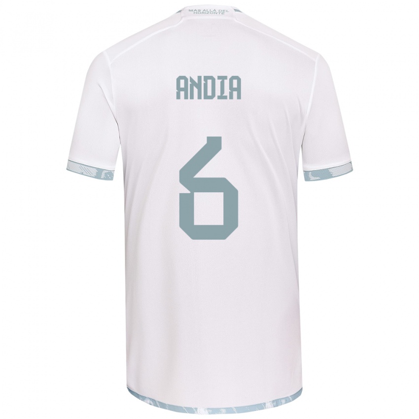 Gyermek Yonathan Andía #6 Fehér Szürke Idegenbeli Jersey 2024/25 Mez Póló Ing