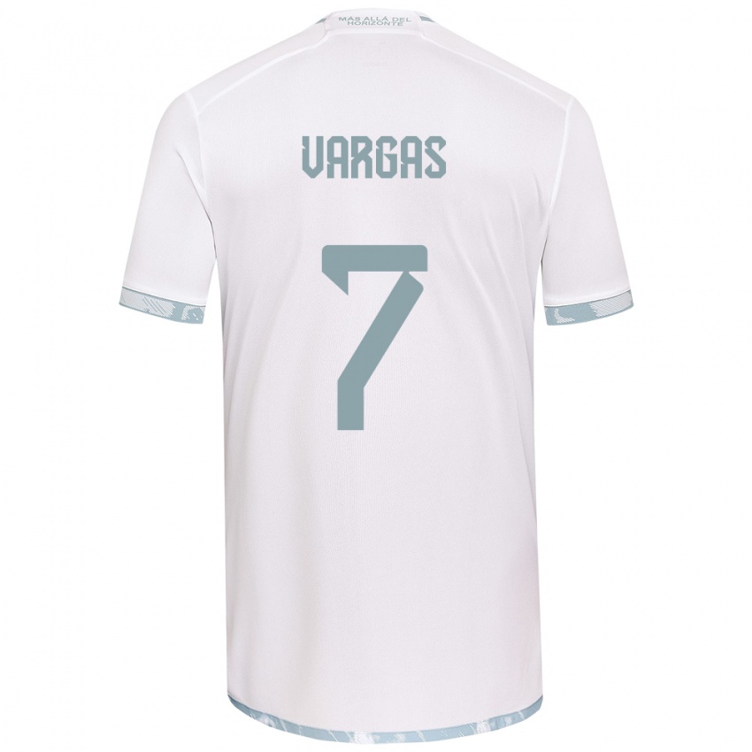 Gyermek Jeisson Vargas #7 Fehér Szürke Idegenbeli Jersey 2024/25 Mez Póló Ing