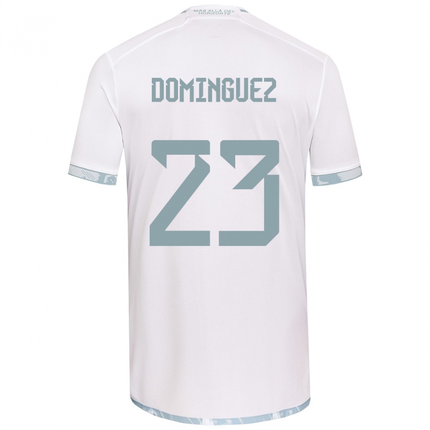 Gyermek Nery Domínguez #23 Fehér Szürke Idegenbeli Jersey 2024/25 Mez Póló Ing