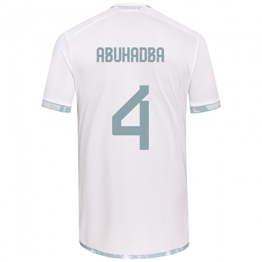 Gyermek Zacarías Abuhadba #4 Fehér Szürke Idegenbeli Jersey 2024/25 Mez Póló Ing