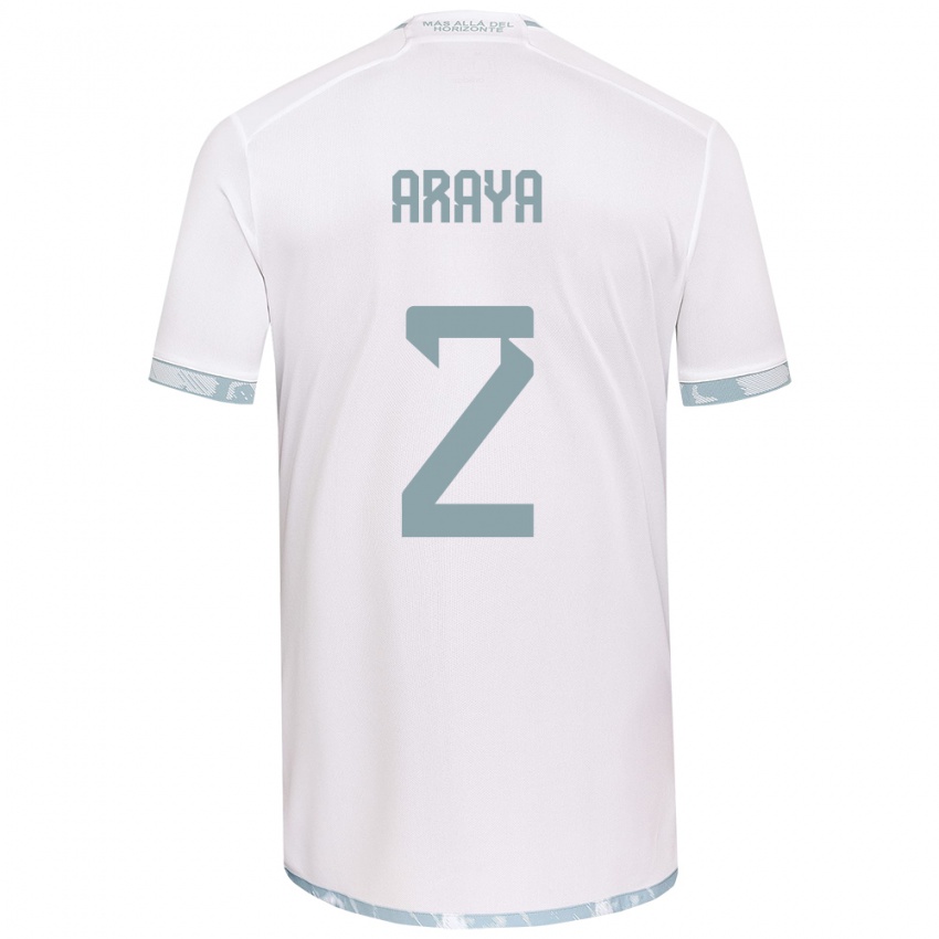 Gyermek Fernanda Araya #2 Fehér Szürke Idegenbeli Jersey 2024/25 Mez Póló Ing