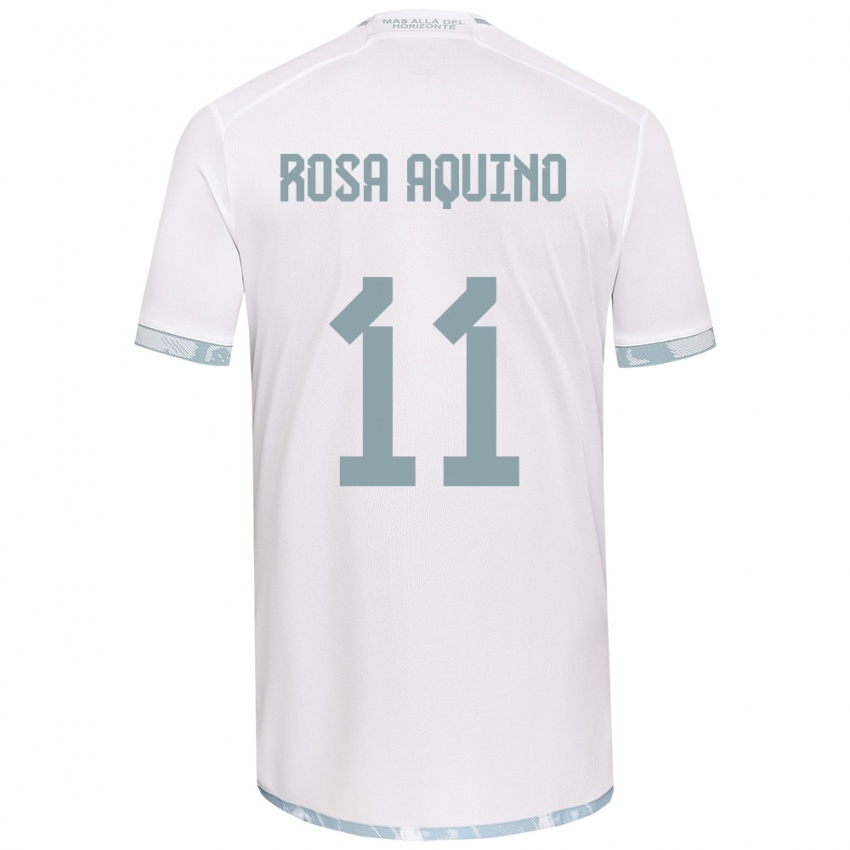 Gyermek Rosa Aquino #11 Fehér Szürke Idegenbeli Jersey 2024/25 Mez Póló Ing