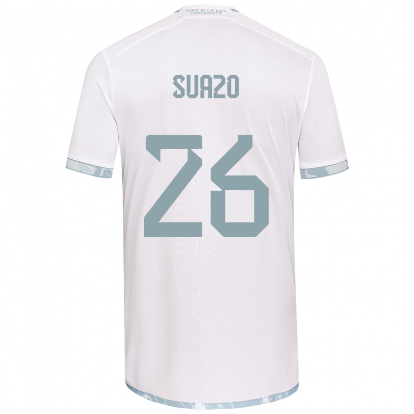 Gyermek Gretzel Suazo #26 Fehér Szürke Idegenbeli Jersey 2024/25 Mez Póló Ing