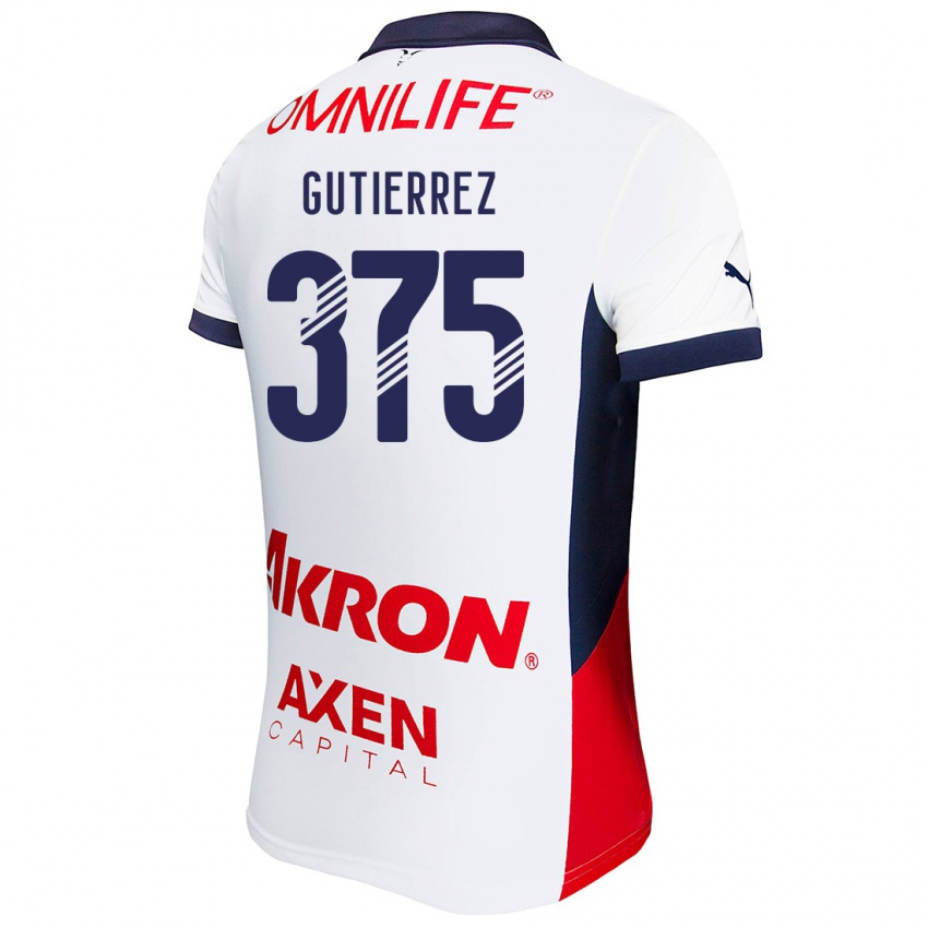 Gyermek Gerson Gutiérrez #375 Fehér Piros Kék Idegenbeli Jersey 2024/25 Mez Póló Ing