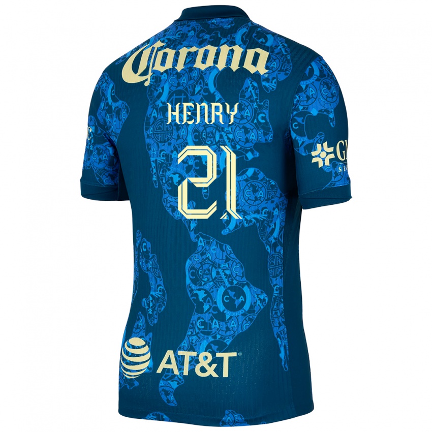 Gyermek Henry Martin #21 Kék Sárga Idegenbeli Jersey 2024/25 Mez Póló Ing