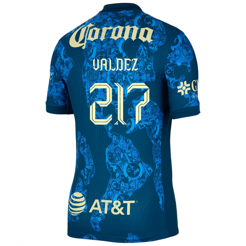 Gyermek Víctor Valdez #217 Kék Sárga Idegenbeli Jersey 2024/25 Mez Póló Ing