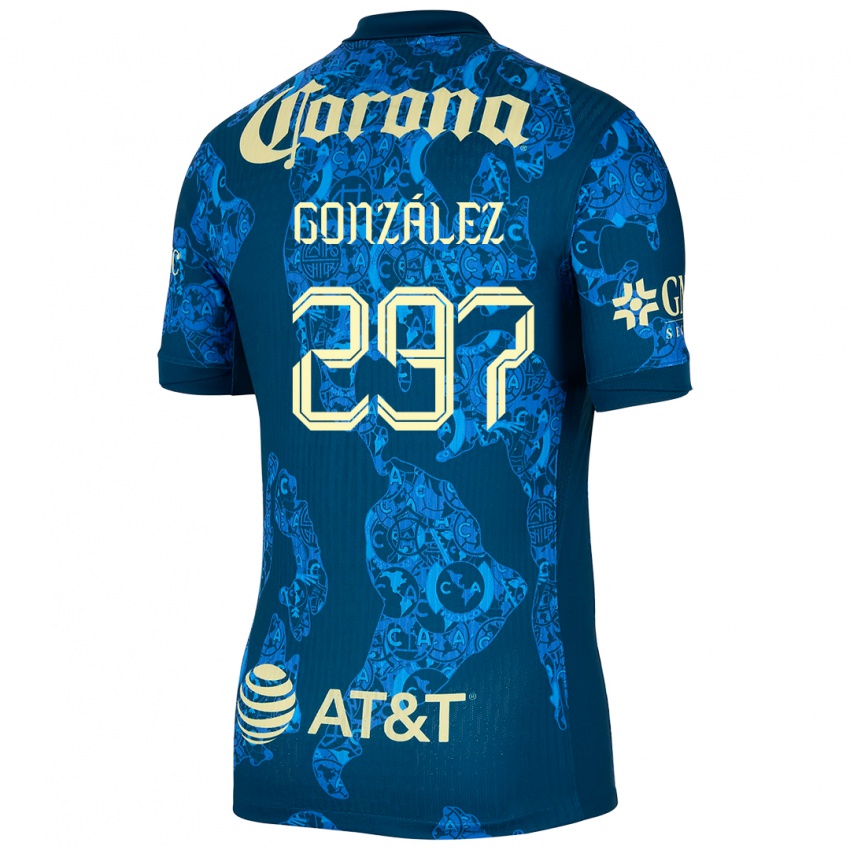 Gyermek Océlotl González #297 Kék Sárga Idegenbeli Jersey 2024/25 Mez Póló Ing