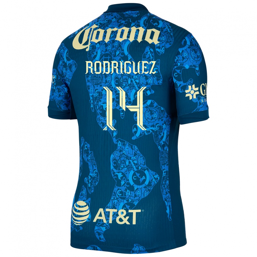 Gyermek Monica Rodriguez #14 Kék Sárga Idegenbeli Jersey 2024/25 Mez Póló Ing