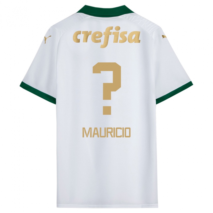 Gyermek Mauricio #0 Fehér Zöld Idegenbeli Jersey 2024/25 Mez Póló Ing