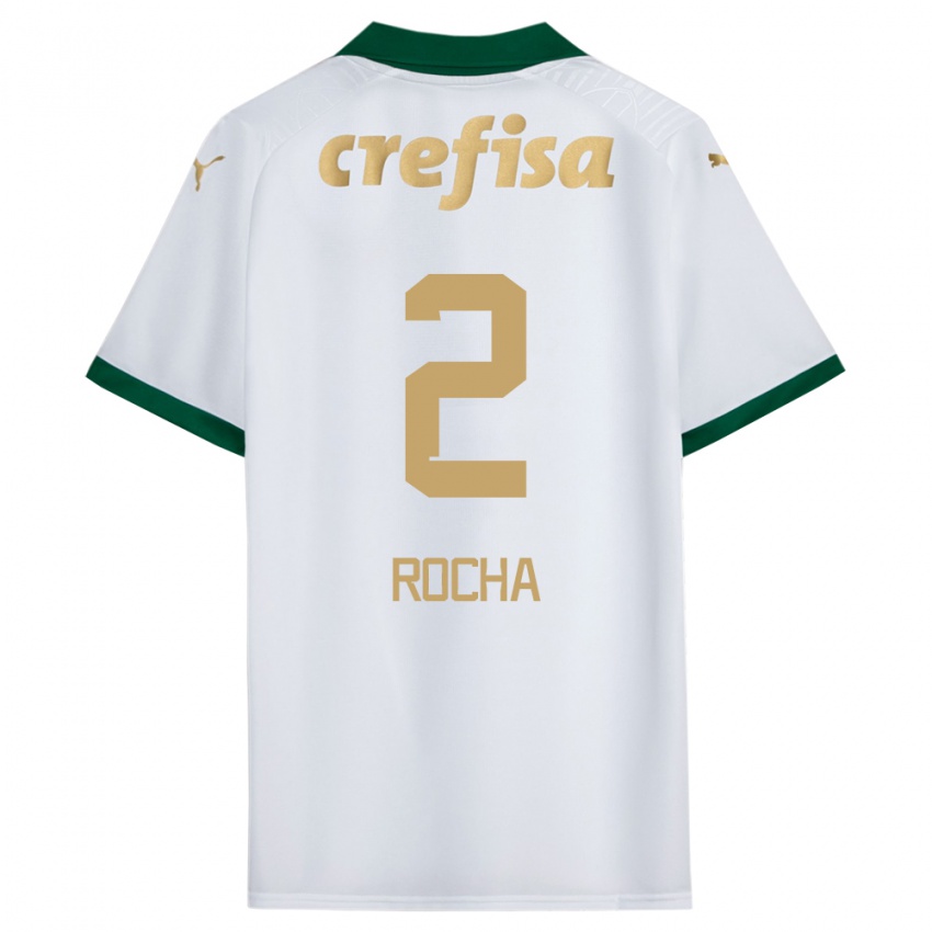 Gyermek Marcos Rocha #2 Fehér Zöld Idegenbeli Jersey 2024/25 Mez Póló Ing