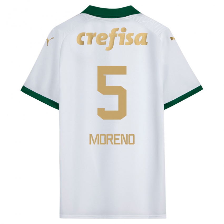 Gyermek Aníbal Moreno #5 Fehér Zöld Idegenbeli Jersey 2024/25 Mez Póló Ing