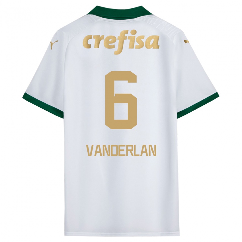 Gyermek Vanderlan #6 Fehér Zöld Idegenbeli Jersey 2024/25 Mez Póló Ing