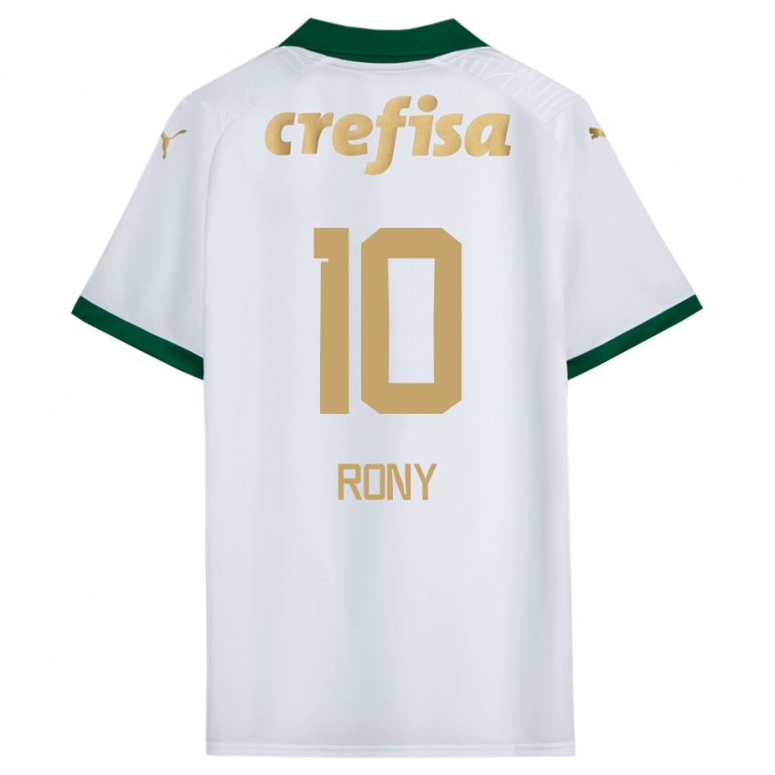 Gyermek Rony #10 Fehér Zöld Idegenbeli Jersey 2024/25 Mez Póló Ing