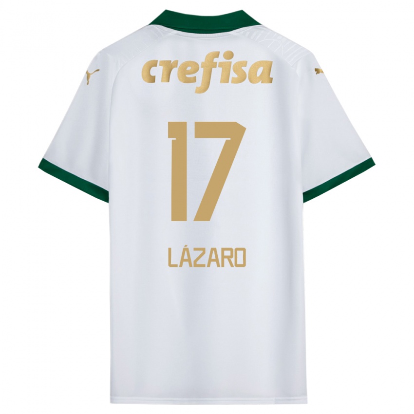 Gyermek Lazaro #17 Fehér Zöld Idegenbeli Jersey 2024/25 Mez Póló Ing