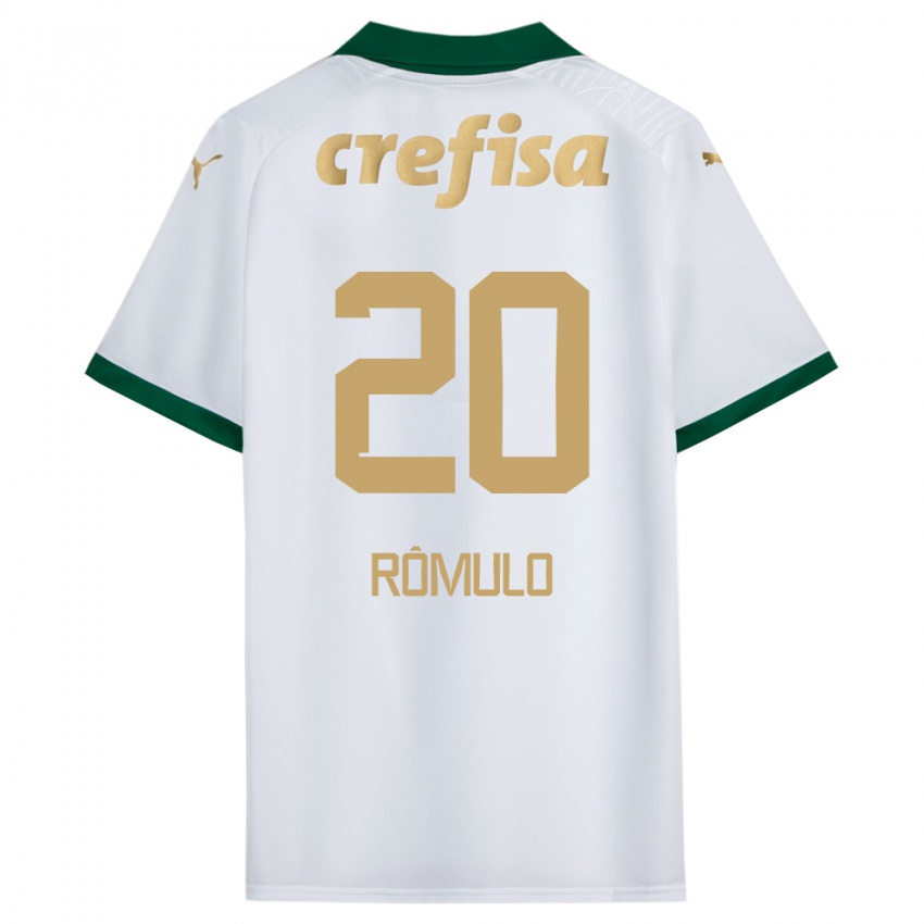 Gyermek Rômulo #20 Fehér Zöld Idegenbeli Jersey 2024/25 Mez Póló Ing