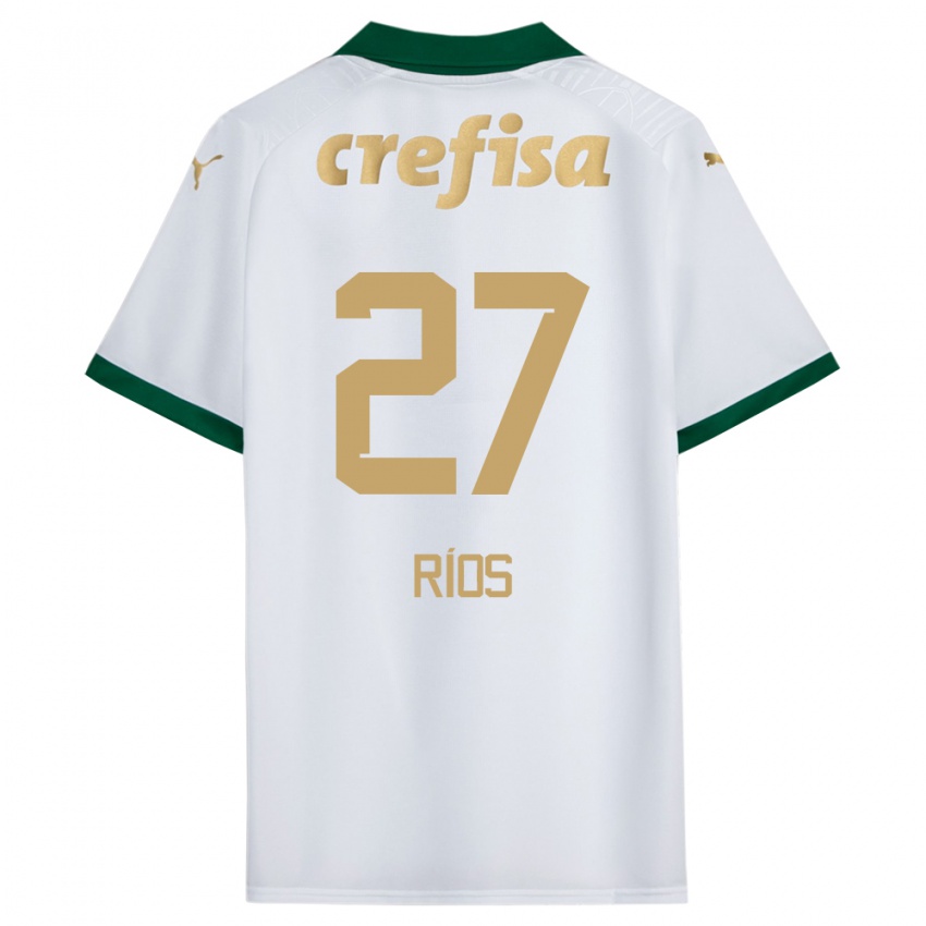 Gyermek Richard Ríos #27 Fehér Zöld Idegenbeli Jersey 2024/25 Mez Póló Ing