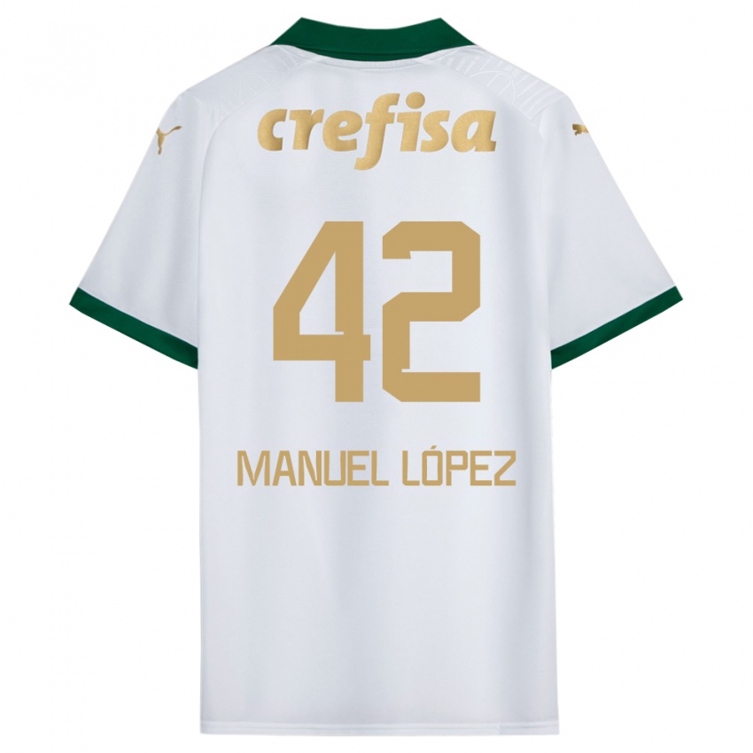 Gyermek José Manuel López #42 Fehér Zöld Idegenbeli Jersey 2024/25 Mez Póló Ing