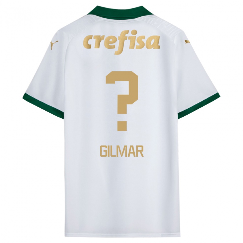 Gyermek Gilmar #0 Fehér Zöld Idegenbeli Jersey 2024/25 Mez Póló Ing