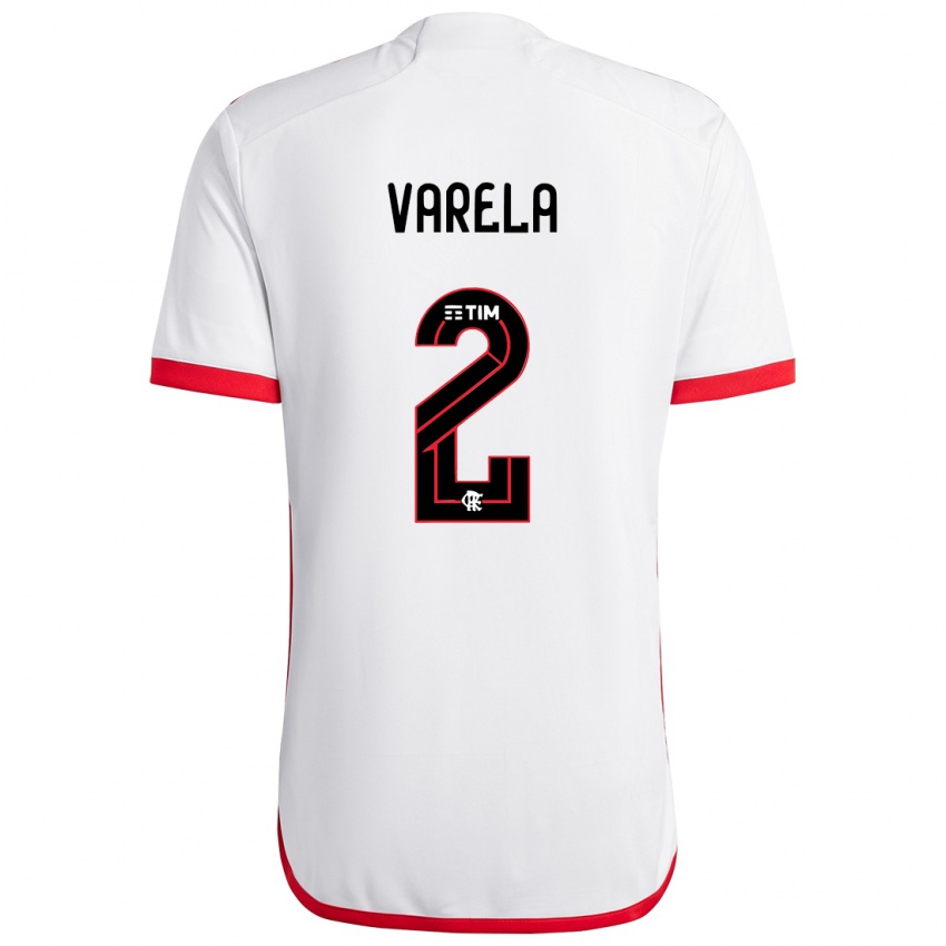 Gyermek Guillermo Varela #2 Fehér Piros Idegenbeli Jersey 2024/25 Mez Póló Ing