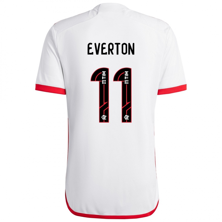 Gyermek Everton #11 Fehér Piros Idegenbeli Jersey 2024/25 Mez Póló Ing