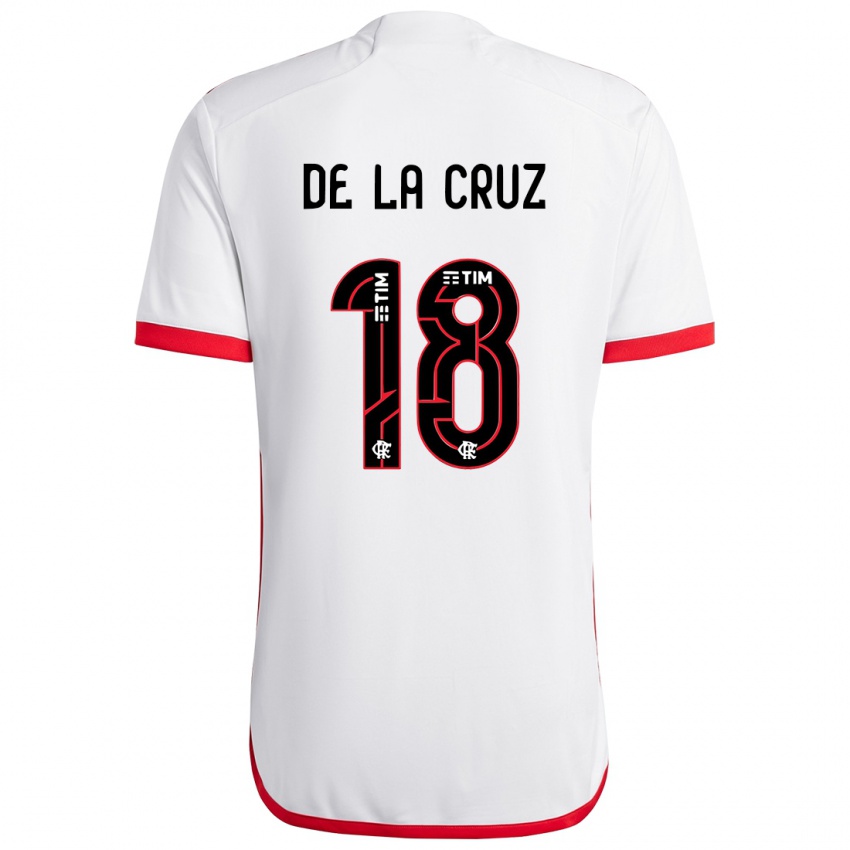 Gyermek Nicolas De La Cruz #18 Fehér Piros Idegenbeli Jersey 2024/25 Mez Póló Ing