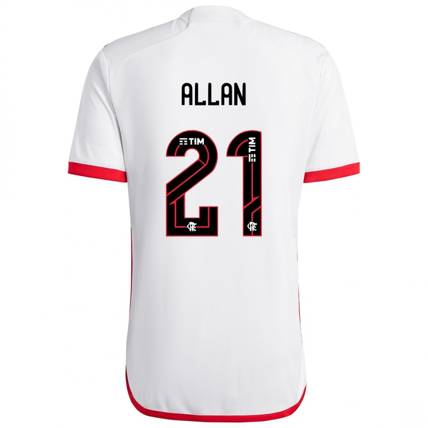 Gyermek Allan #21 Fehér Piros Idegenbeli Jersey 2024/25 Mez Póló Ing