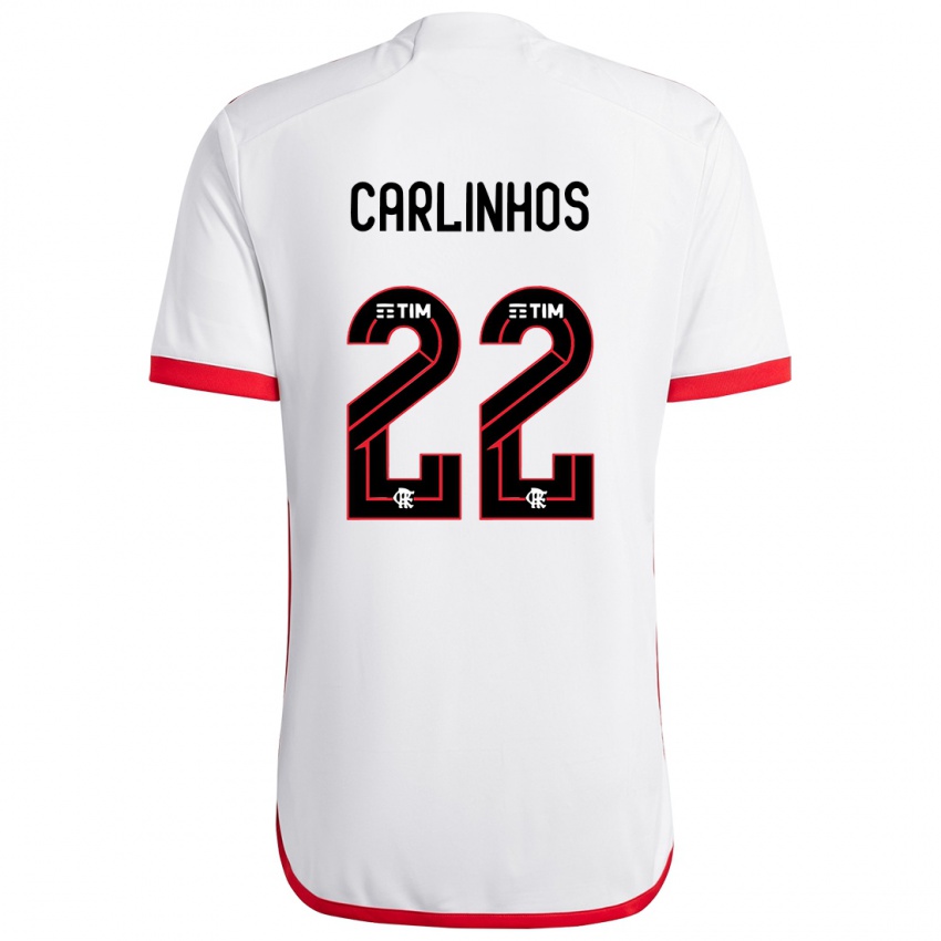 Gyermek Carlinhos #22 Fehér Piros Idegenbeli Jersey 2024/25 Mez Póló Ing