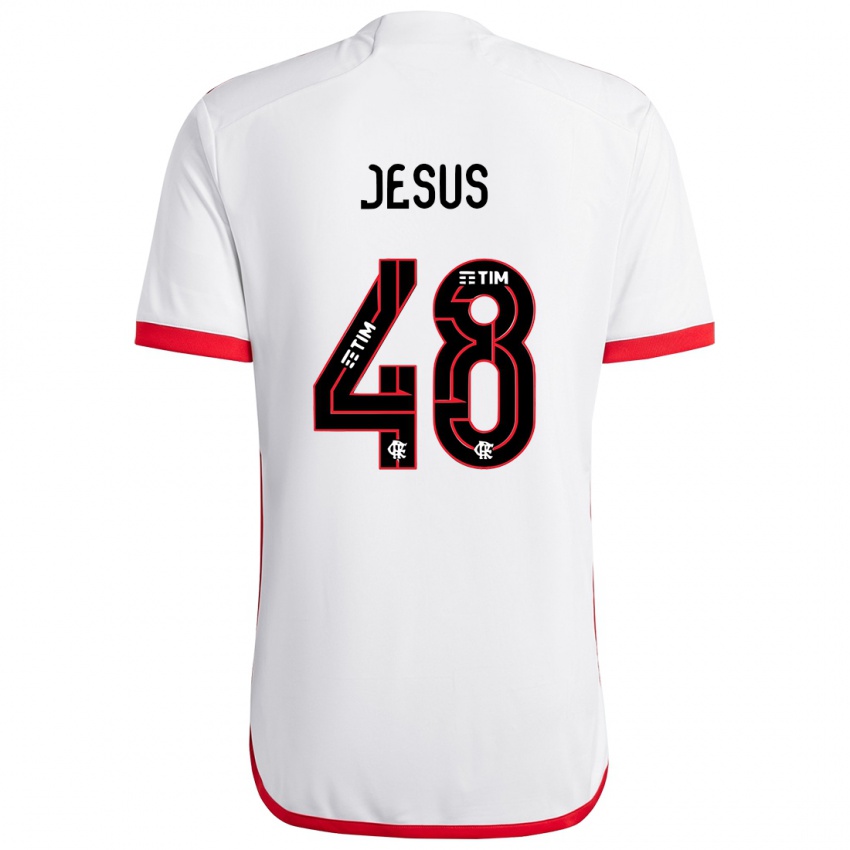 Gyermek Igor Jesus #48 Fehér Piros Idegenbeli Jersey 2024/25 Mez Póló Ing