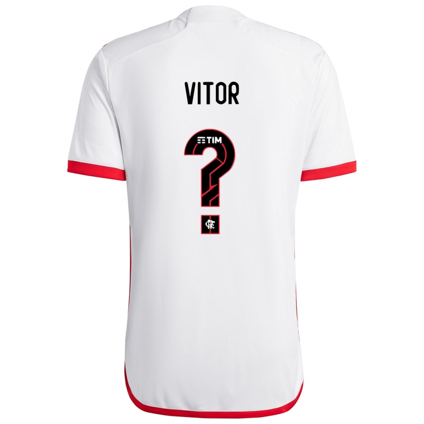 Gyermek João Vitor #0 Fehér Piros Idegenbeli Jersey 2024/25 Mez Póló Ing