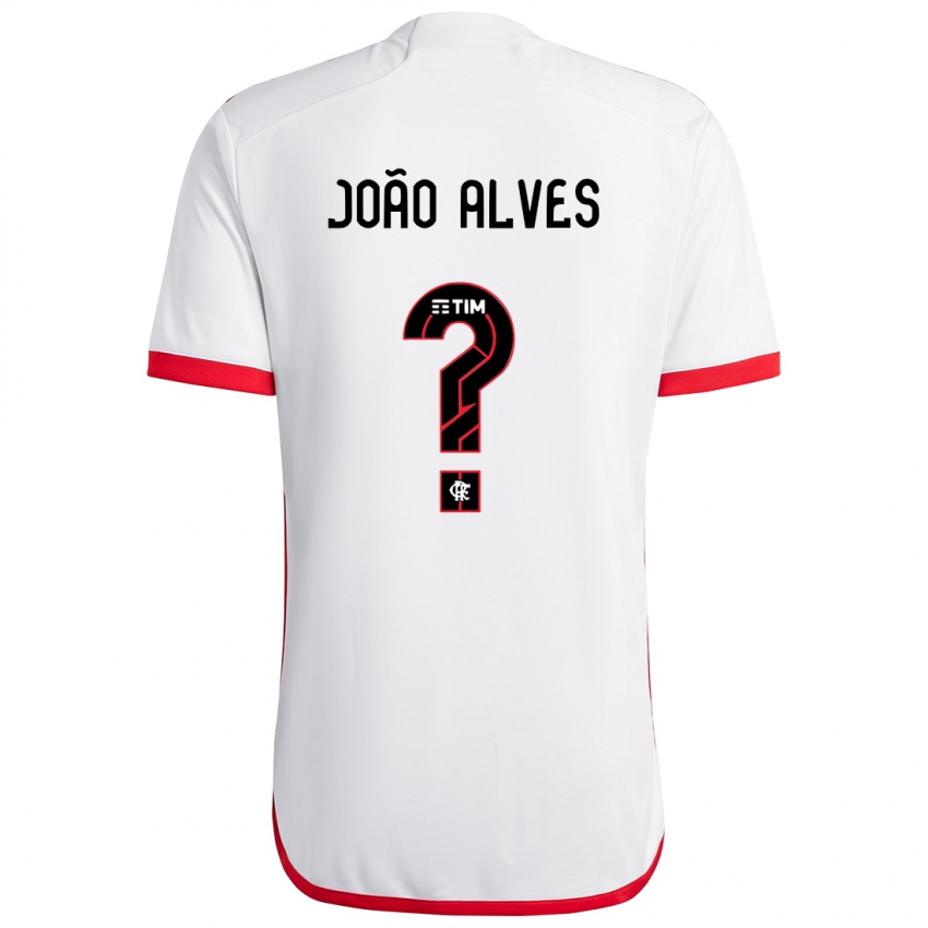 Gyermek João Alves #0 Fehér Piros Idegenbeli Jersey 2024/25 Mez Póló Ing