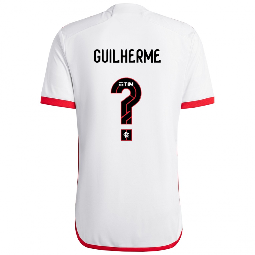 Gyermek Guilherme #0 Fehér Piros Idegenbeli Jersey 2024/25 Mez Póló Ing