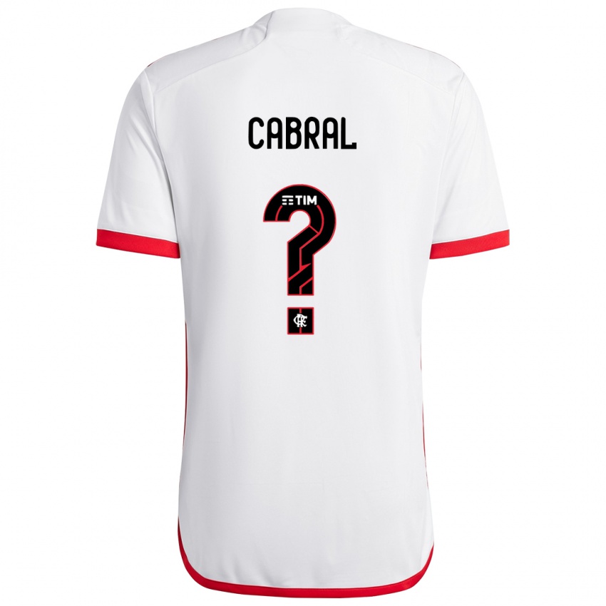 Gyermek Daniel Cabral #0 Fehér Piros Idegenbeli Jersey 2024/25 Mez Póló Ing