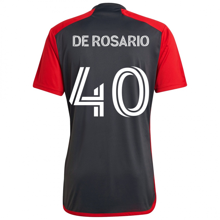 Férfi Adisa De Rosario #40 Szürke Vörös Hazai Jersey 2024/25 Mez Póló Ing