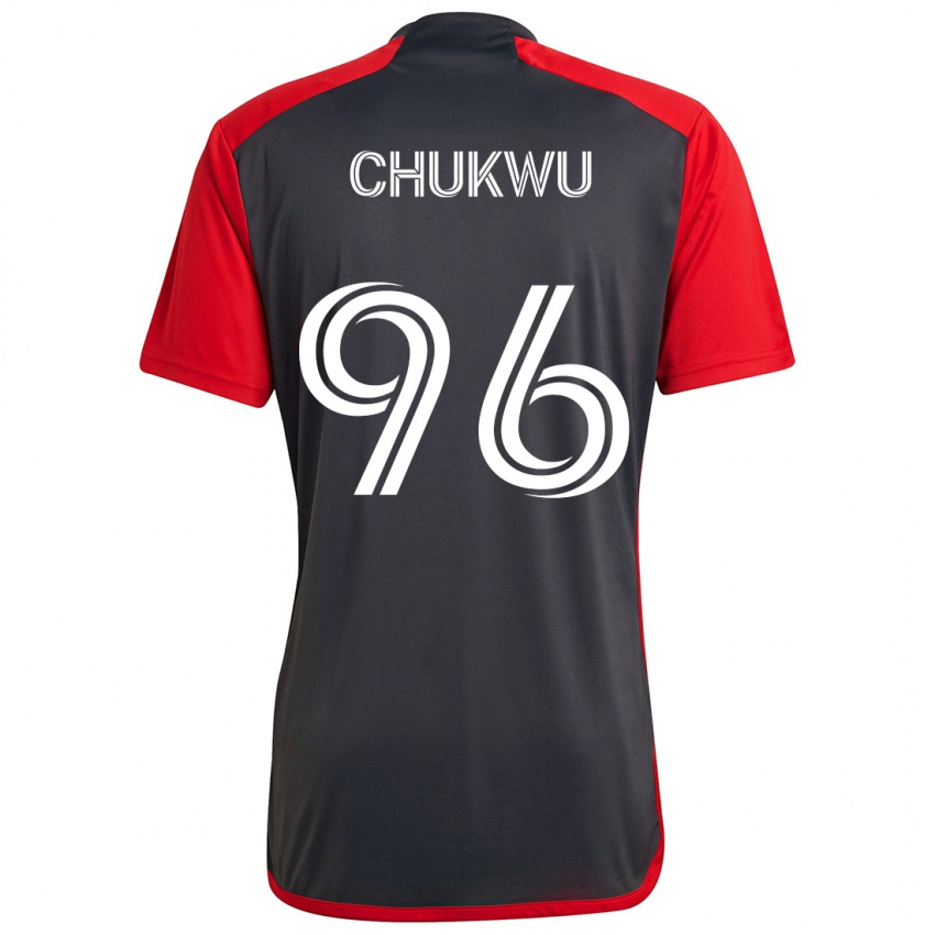 Férfi Richard Chukwu #96 Szürke Vörös Hazai Jersey 2024/25 Mez Póló Ing