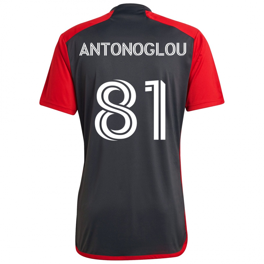 Férfi Themi Antonoglou #81 Szürke Vörös Hazai Jersey 2024/25 Mez Póló Ing