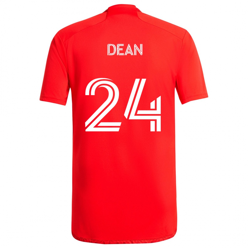 Férfi Jonathan Dean #24 Piros Fehér Hazai Jersey 2024/25 Mez Póló Ing