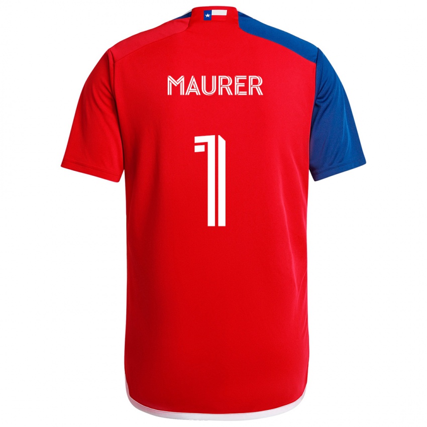 Férfi Jimmy Maurer #1 Kék Piros Hazai Jersey 2024/25 Mez Póló Ing