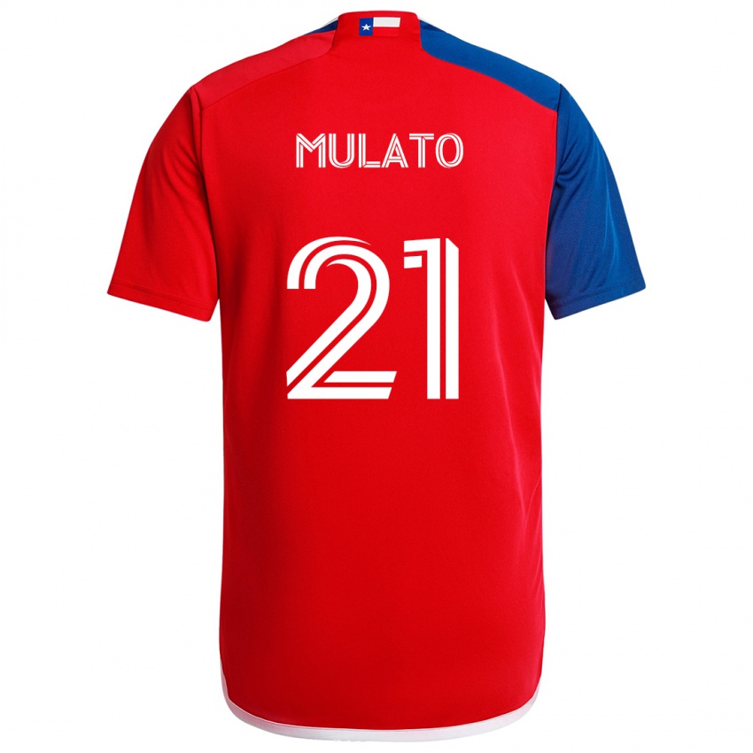 Férfi José Mulato #21 Kék Piros Hazai Jersey 2024/25 Mez Póló Ing