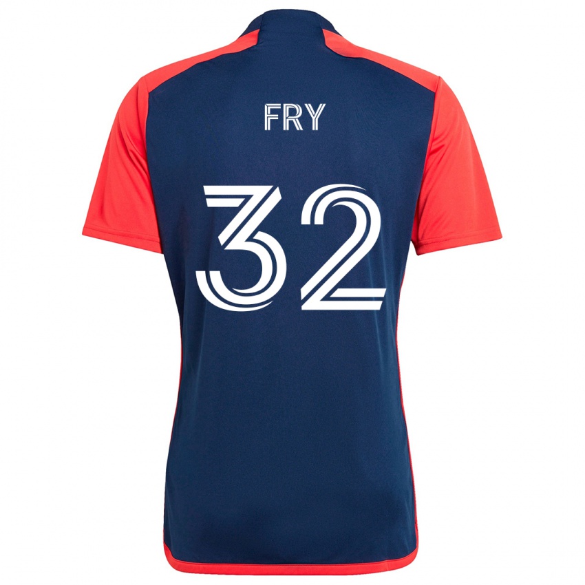 Férfi Malcolm Fry #32 Kék Piros Hazai Jersey 2024/25 Mez Póló Ing