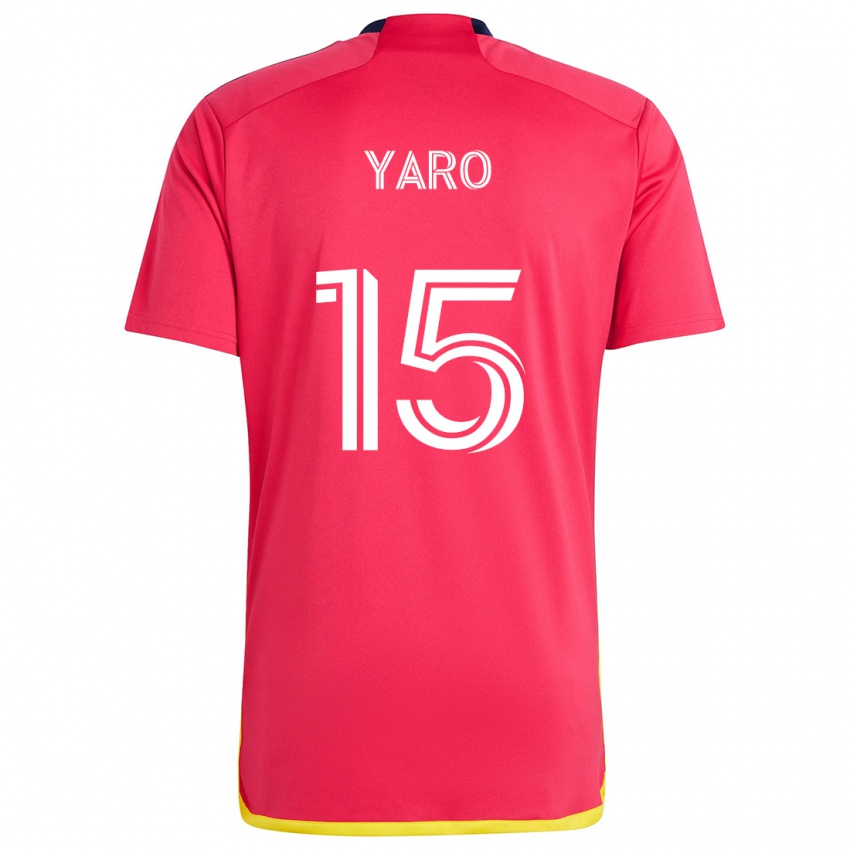 Férfi Joshua Yaro #15 Piros Kék Hazai Jersey 2024/25 Mez Póló Ing