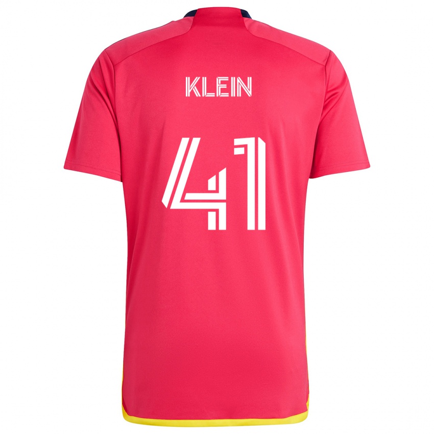 Férfi Johnny Klein #41 Piros Kék Hazai Jersey 2024/25 Mez Póló Ing