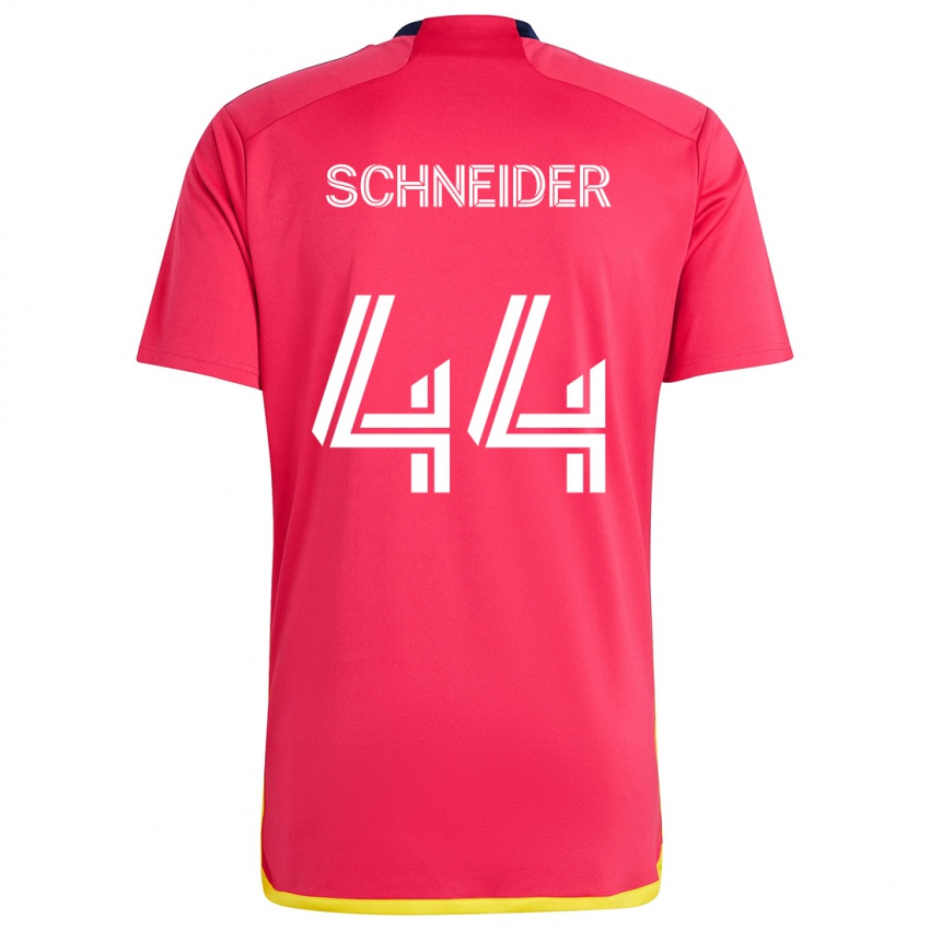 Férfi Max Schneider #44 Piros Kék Hazai Jersey 2024/25 Mez Póló Ing