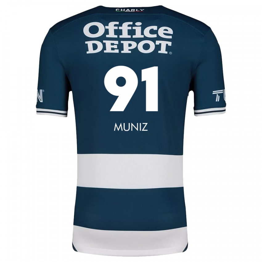 Férfi Brandon Muñiz #91 Kék Fehér Hazai Jersey 2024/25 Mez Póló Ing