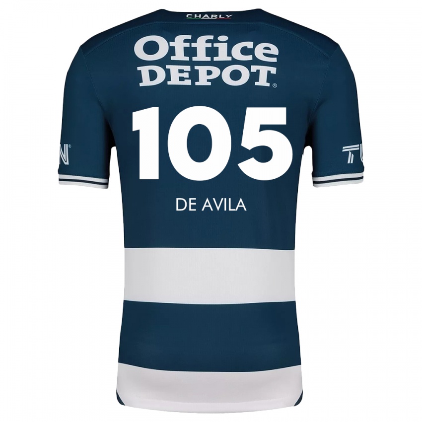 Férfi José De Ávila #105 Kék Fehér Hazai Jersey 2024/25 Mez Póló Ing