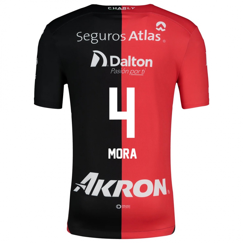 Férfi Adrián Mora #4 Piros Fekete Hazai Jersey 2024/25 Mez Póló Ing