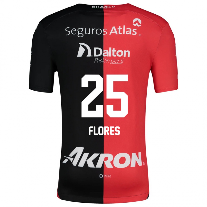 Férfi Leonardo Flores #25 Piros Fekete Hazai Jersey 2024/25 Mez Póló Ing