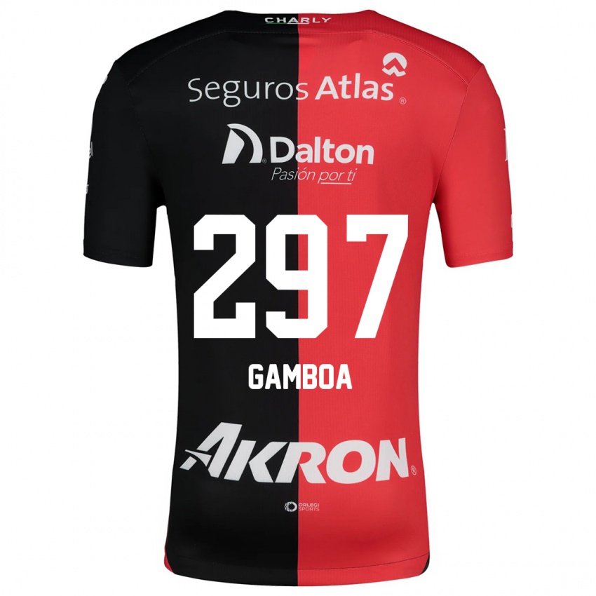 Férfi Luis Gamboa #297 Piros Fekete Hazai Jersey 2024/25 Mez Póló Ing