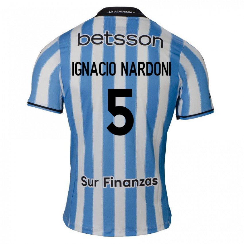 Férfi Juan Ignacio Nardoni #5 Kék Fehér Fekete Hazai Jersey 2024/25 Mez Póló Ing