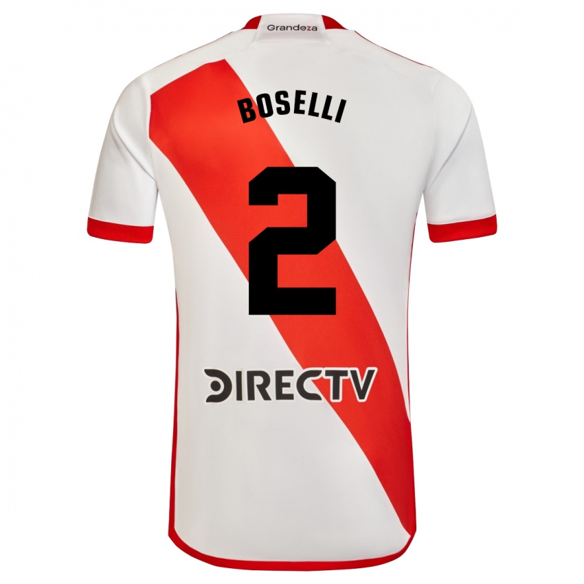 Férfi Sebastián Boselli #2 Fehér Piros Hazai Jersey 2024/25 Mez Póló Ing